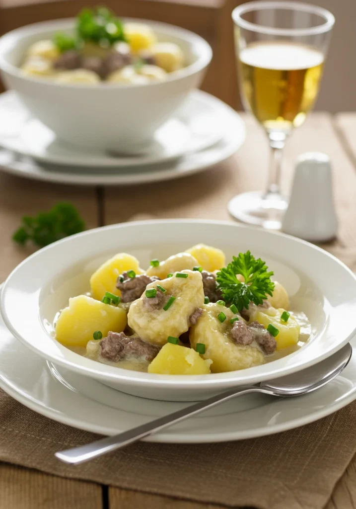 chipped beef flour dumplings potatoes 