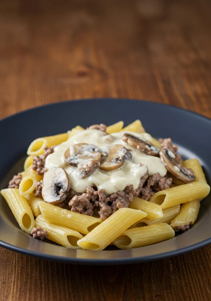 Beef and Mushroom Pasta with Creamy Sauce