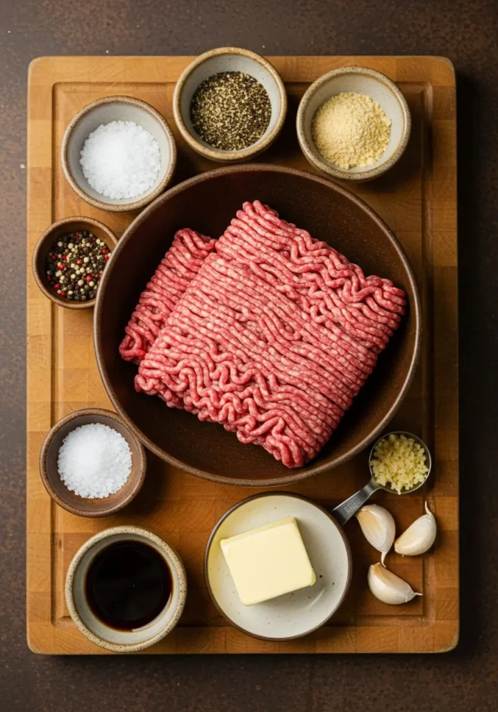 Ingredients for wagyu ground beef recipe