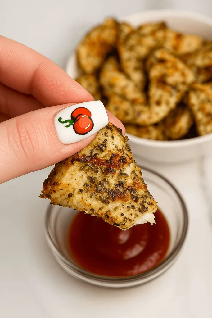 chick fil a grilled nuggets recipe close-up dipping in sauce